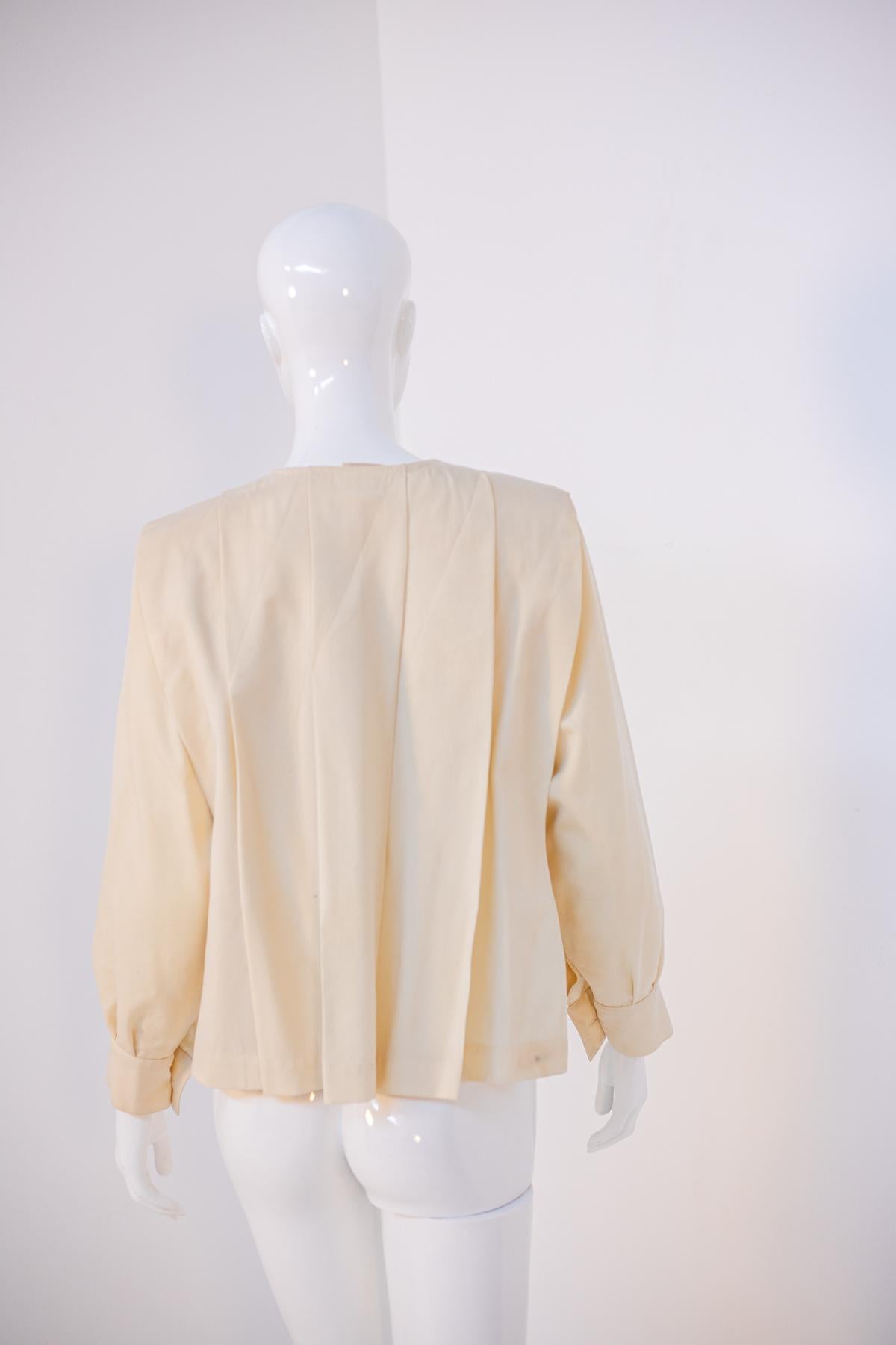 Krizia Chic Pleated Wool Blouse For Sale 3