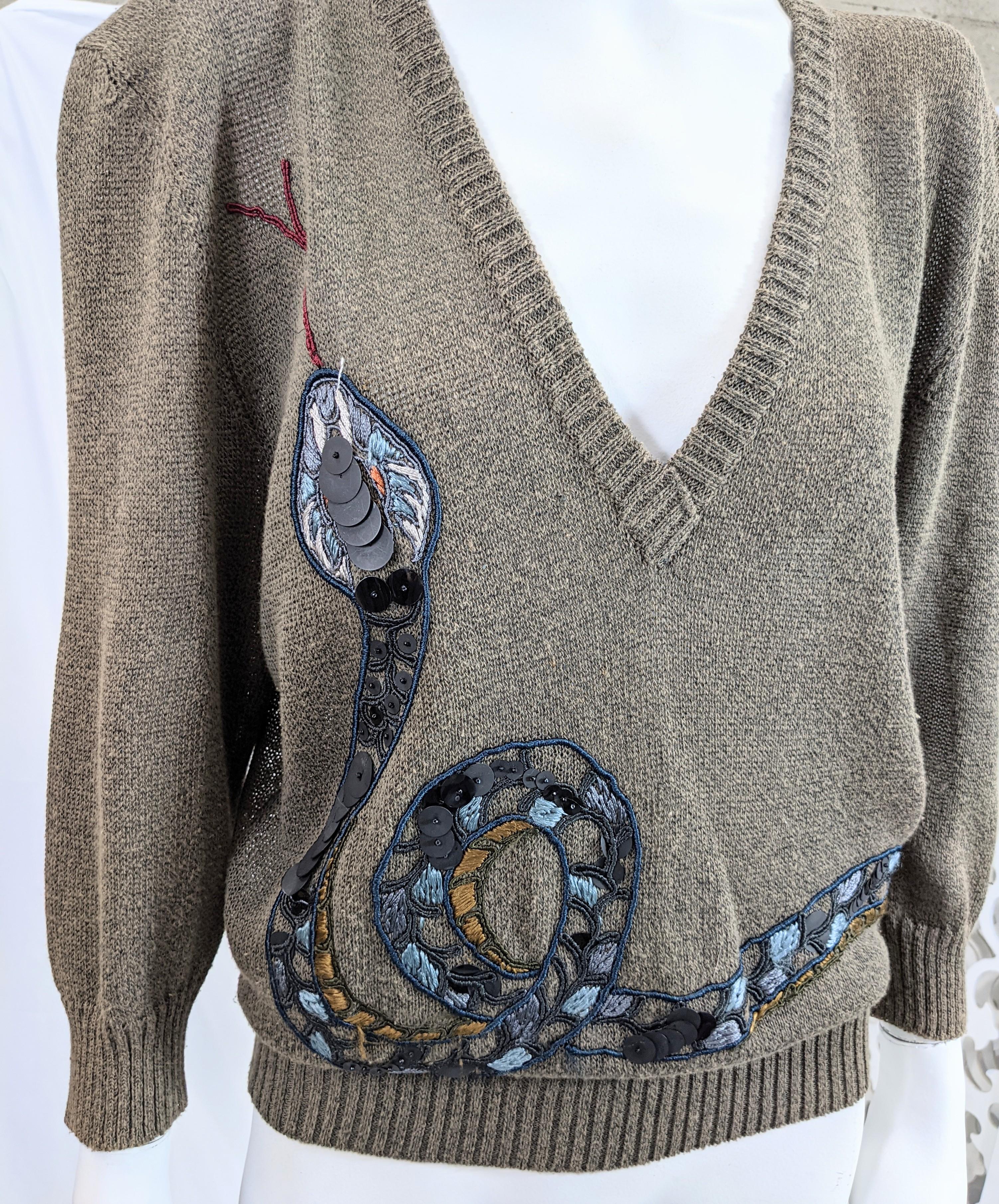 Krizia Coiled Serpent Sweater In Excellent Condition For Sale In New York, NY