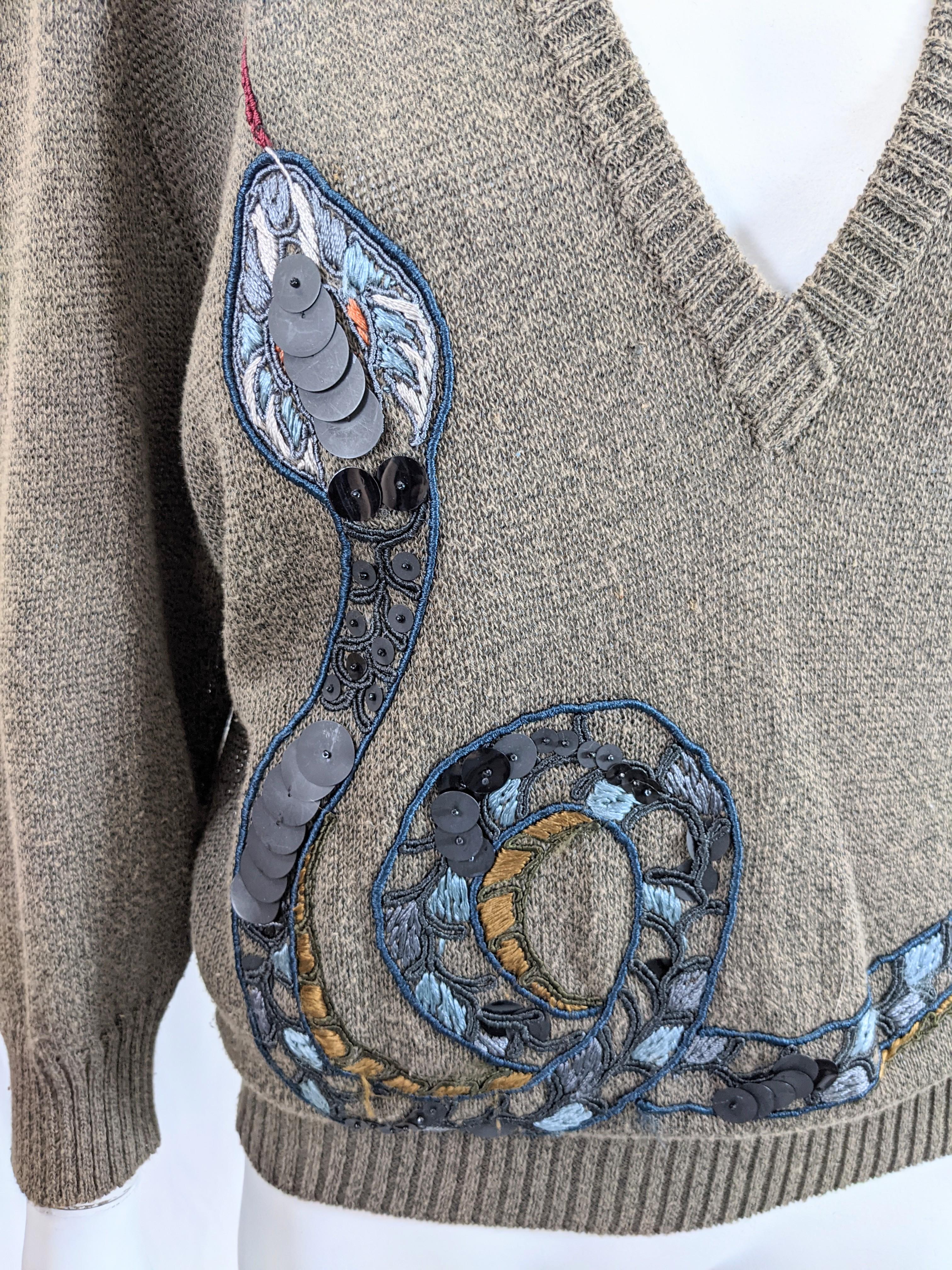 Women's Krizia Coiled Serpent Sweater For Sale