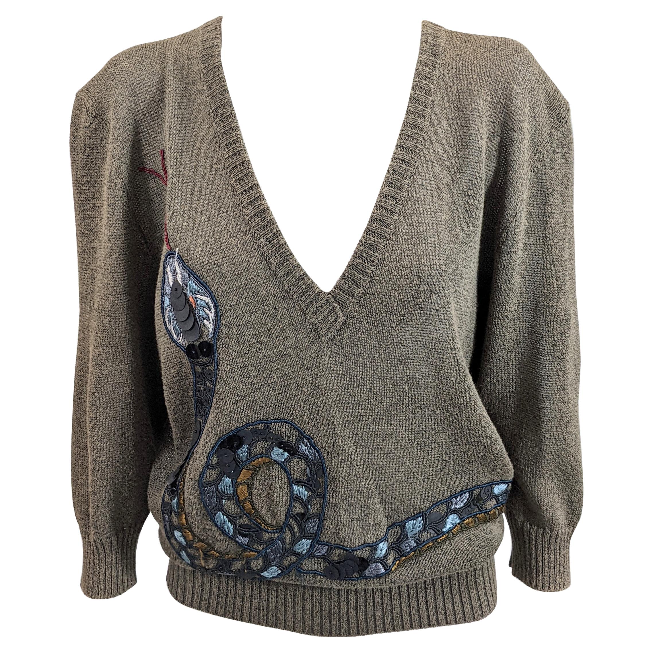 Krizia Coiled Serpent Sweater For Sale