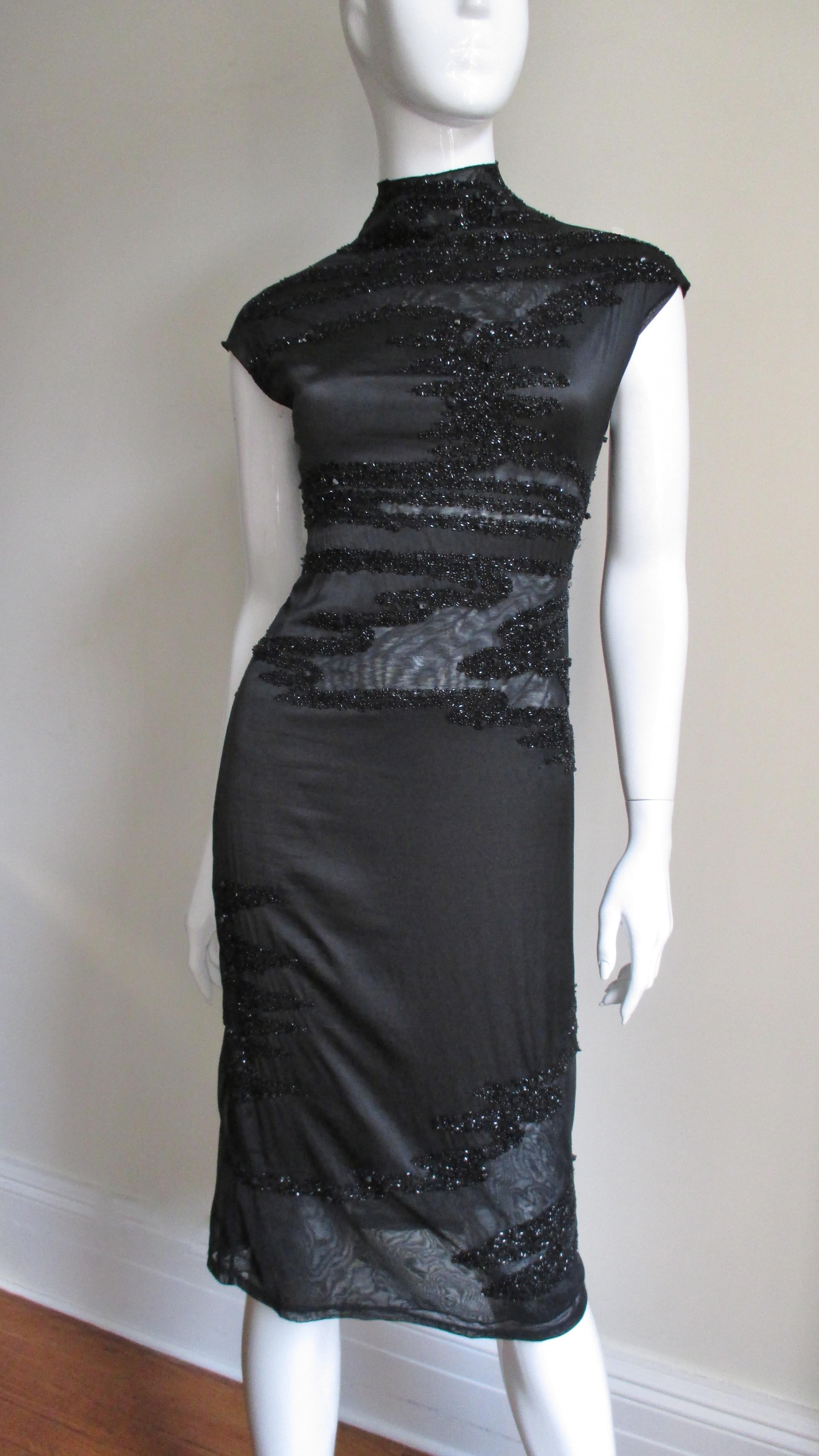  Krizia Dress with Bead Trim 1990s In Good Condition For Sale In Water Mill, NY