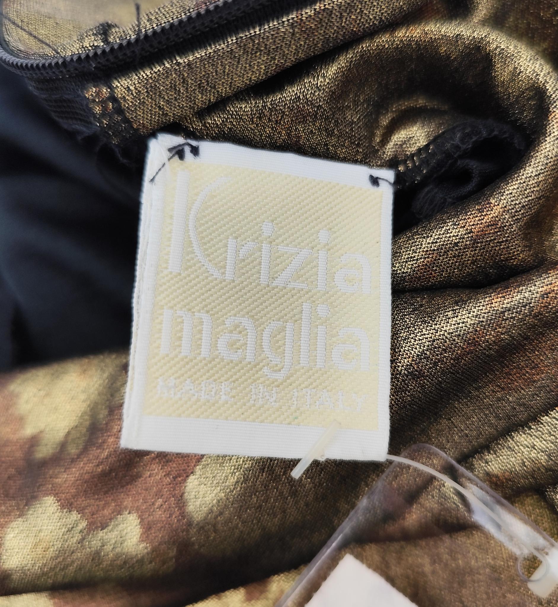 Krizia F/W 1994 runway gold bronze printed catsuit For Sale 11