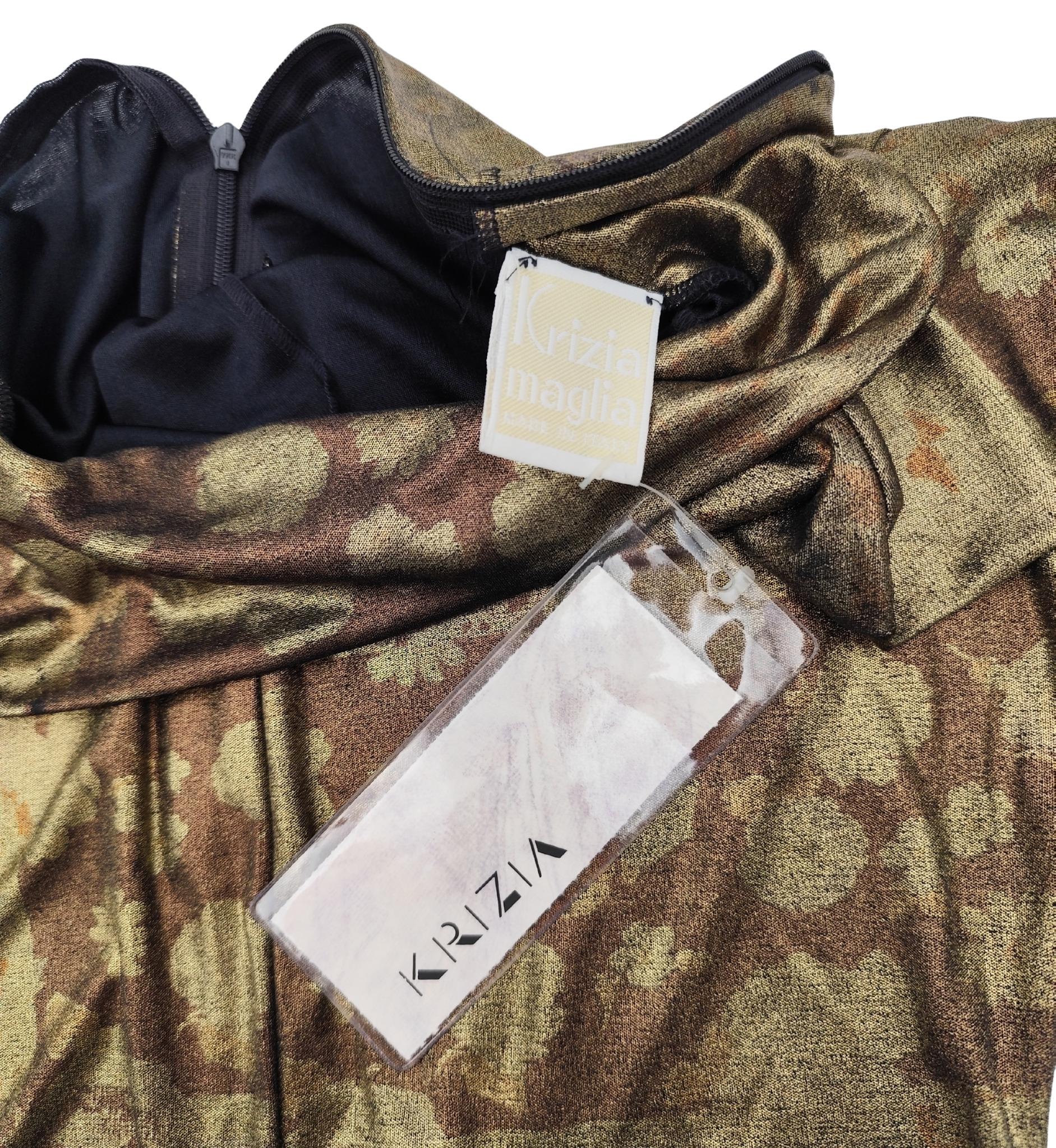 Krizia F/W 1994 runway gold bronze printed catsuit For Sale 12