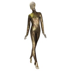 Krizia F/W 1994 runway gold bronze printed catsuit