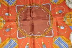 Krizia Golden Brown "Collection Of Royal Items" Silk Jacquard Scarf