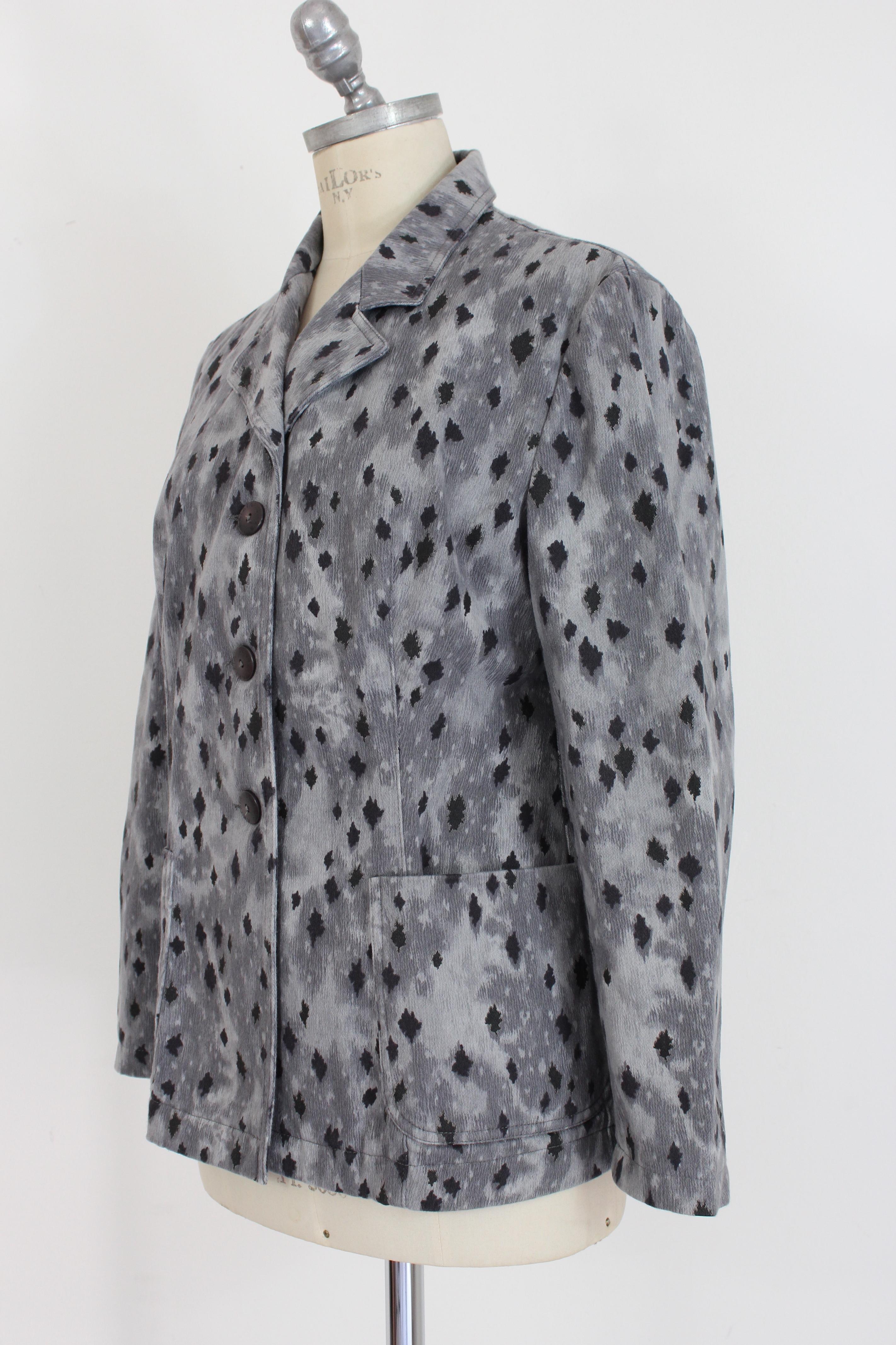 Women's Krizia Gray Black Cotton Animalier Jacket