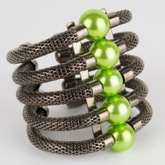 Krizia Italia Bracciale massiccio in resina verde e canna di fucile