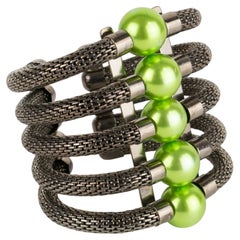 Krizia Italia Bracciale massiccio in resina verde e canna di fucile