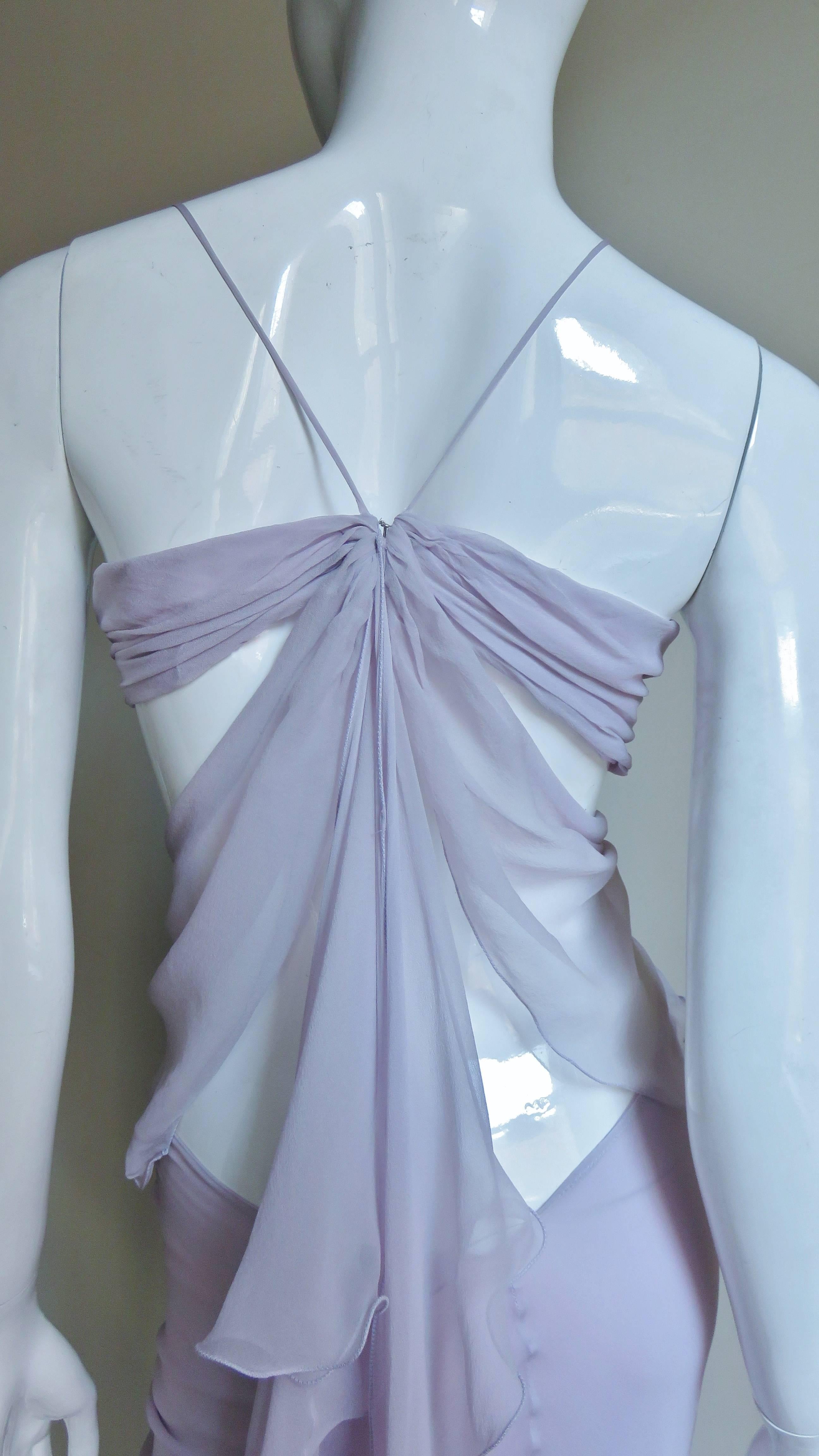 Krizia Lavender New Draped Cut out Silk Gown 5