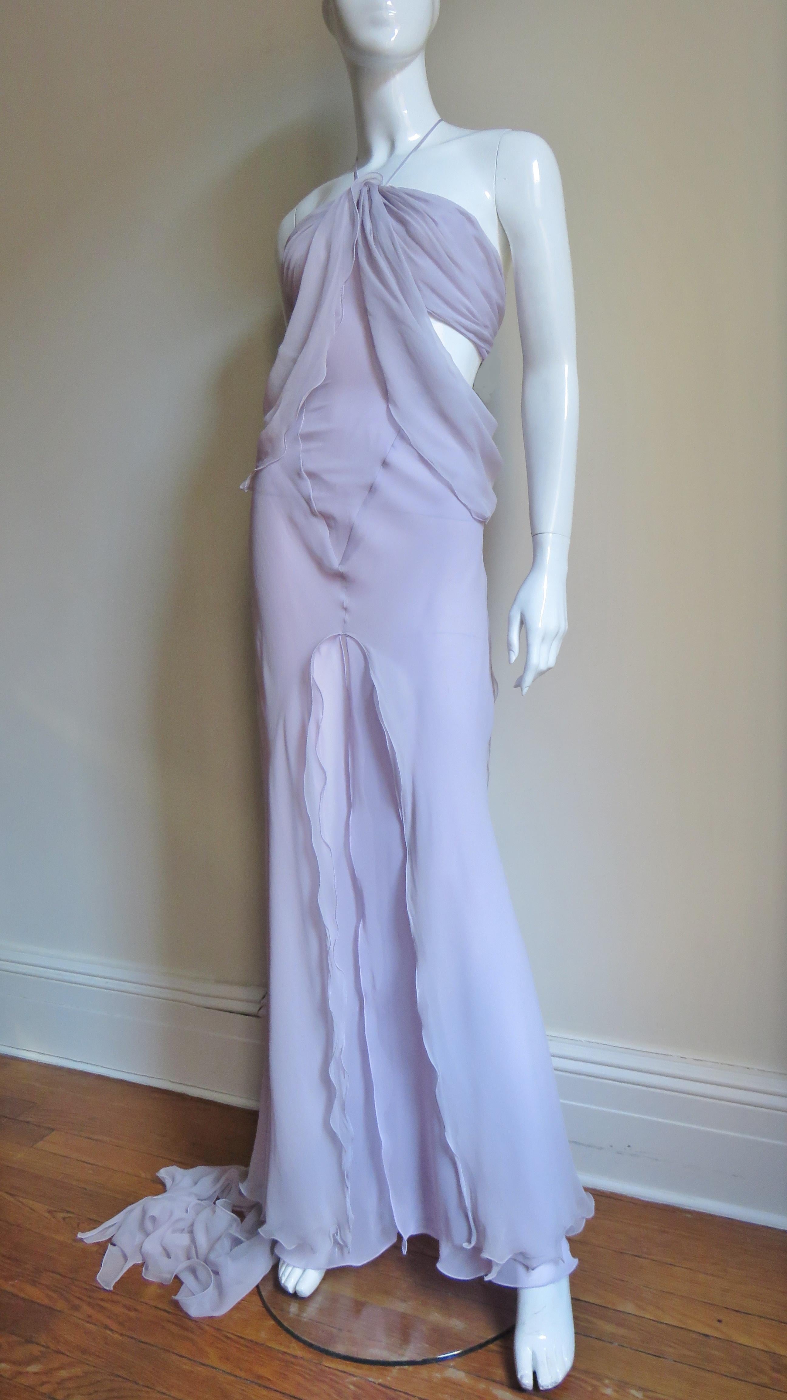 lavender silk gown
