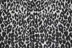 Krizia Majestic Black & Steel Gray Leopard Print Silk Scarf