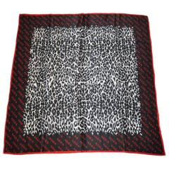 Pañuelo de seda con estampado de leopardo Krizia Majestic Negro y Gris Acero