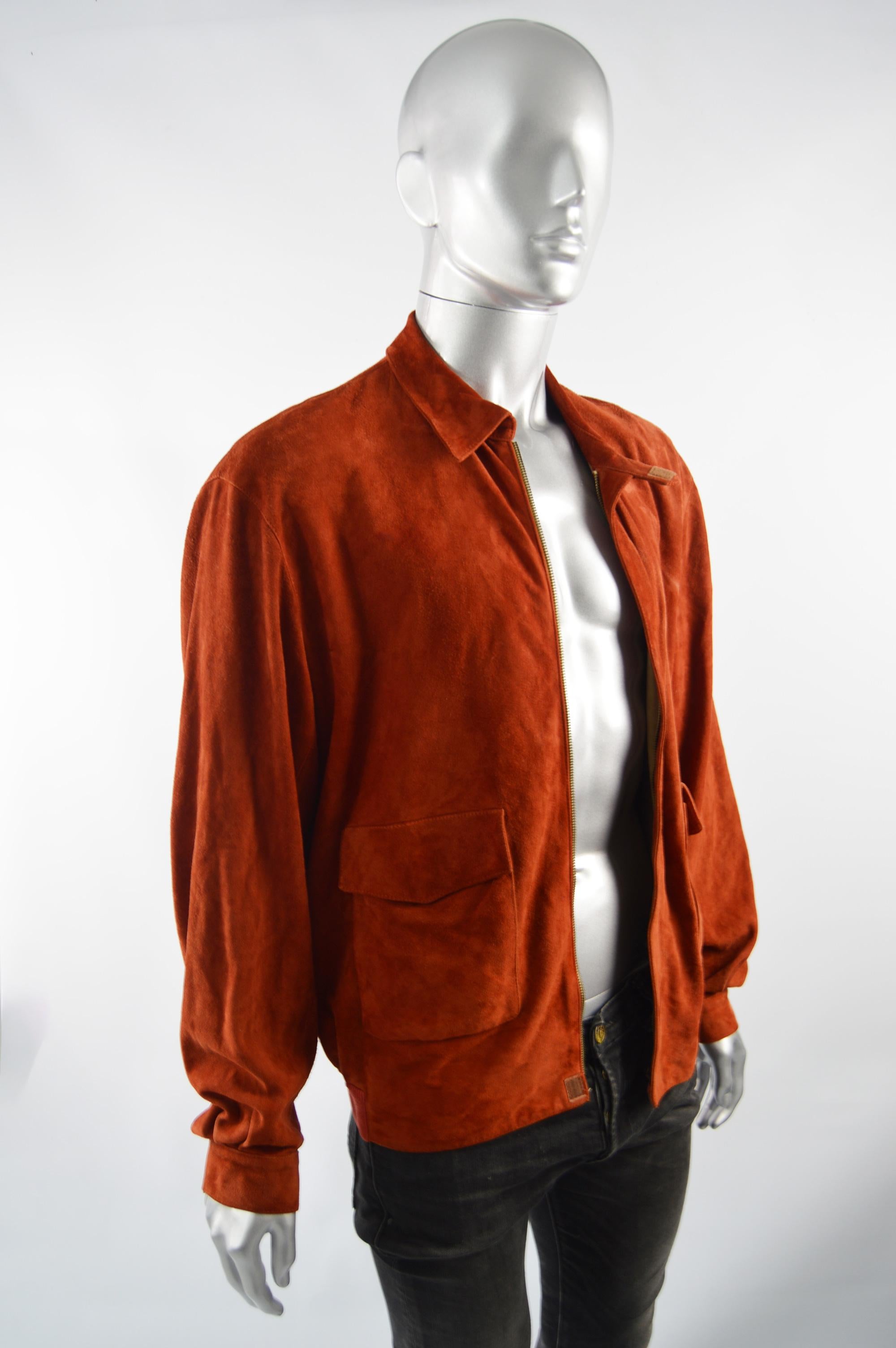 Krizia Men's Vintage Suede Blouson Jacket In Good Condition For Sale In Doncaster, South Yorkshire