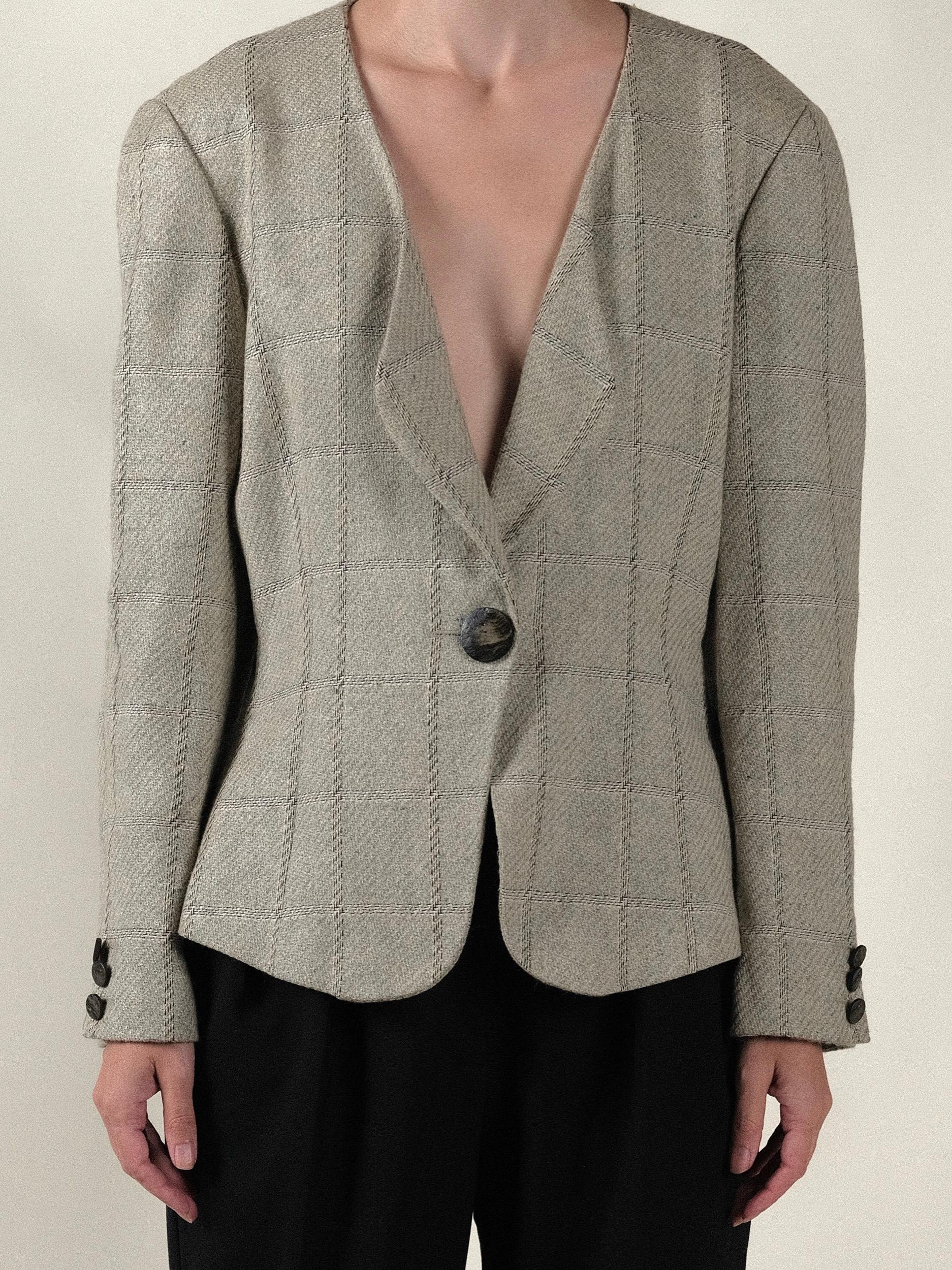 Krizia Veste en laine et soie à carreaux des années 1980, taille 42 en vente 5