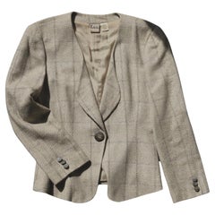 Krizia Plaid Wool and Silk Jacket 1980's Sz 42