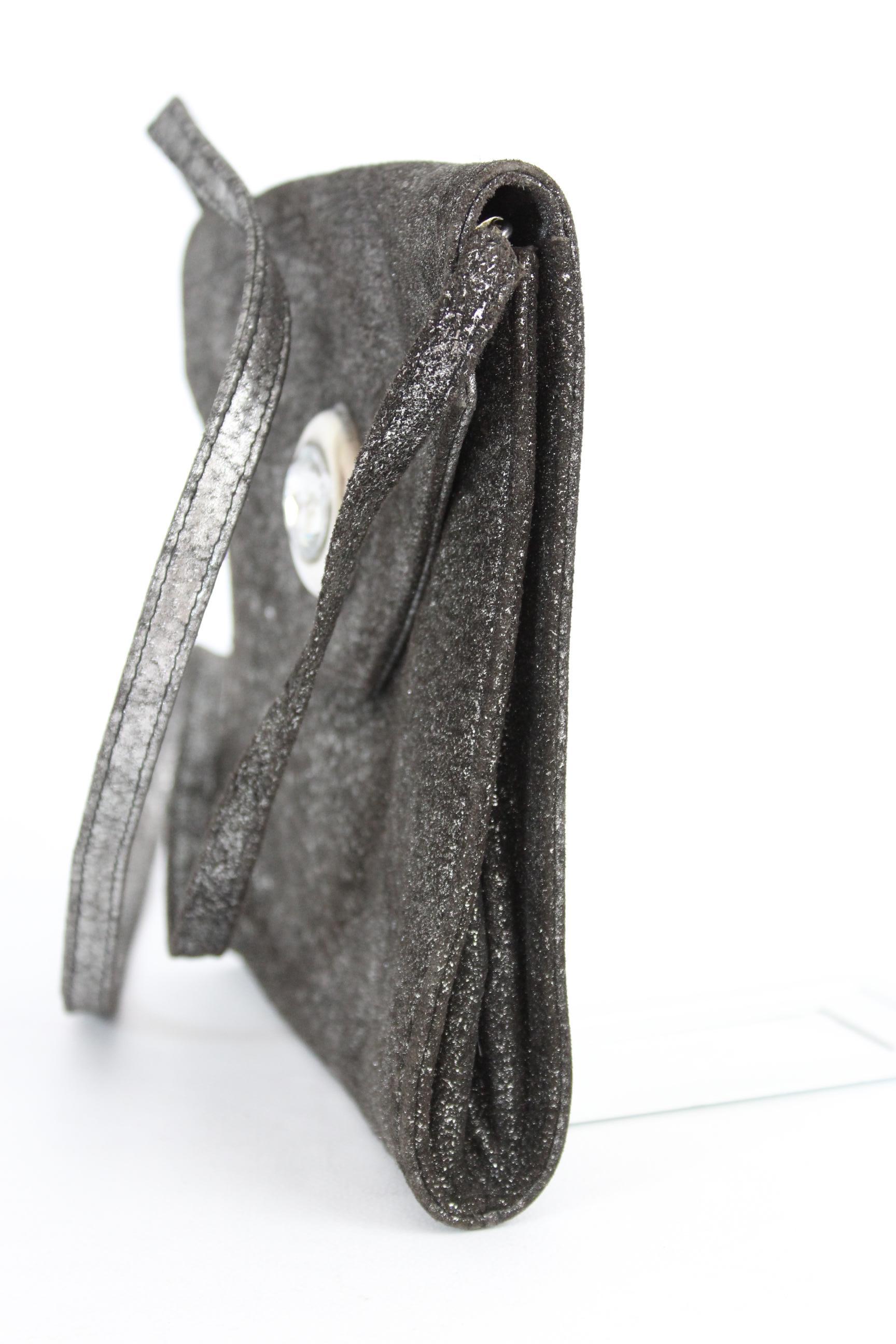 Women's Krizia Silver Leather Evening Shoulder Bag 1980s For Sale