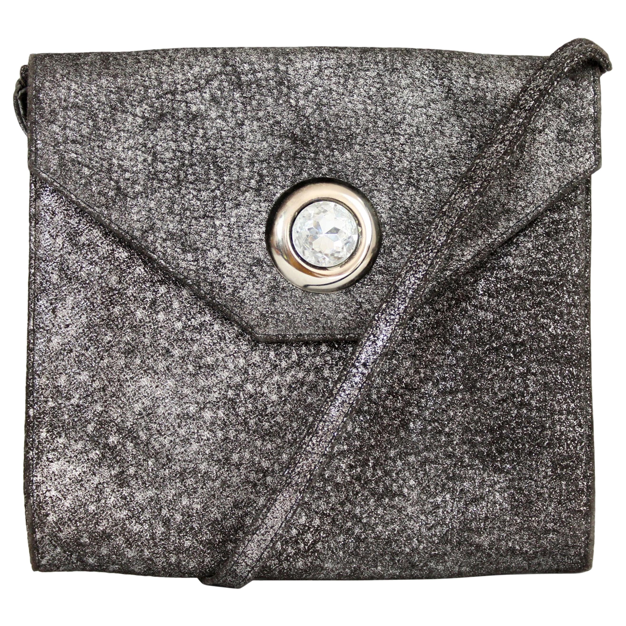 Krizia Silver Leather Evening Shoulder Bag 1980s For Sale