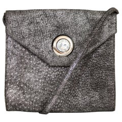 Krizia Silver Leather Evening Shoulder Bag 1980s