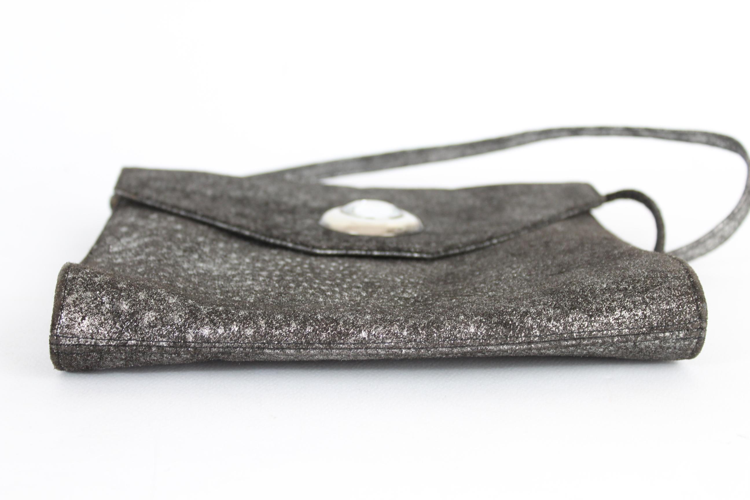 Krizia Silver Gray Leather Shoulder Bag 1980s  In Excellent Condition For Sale In Brindisi, Bt