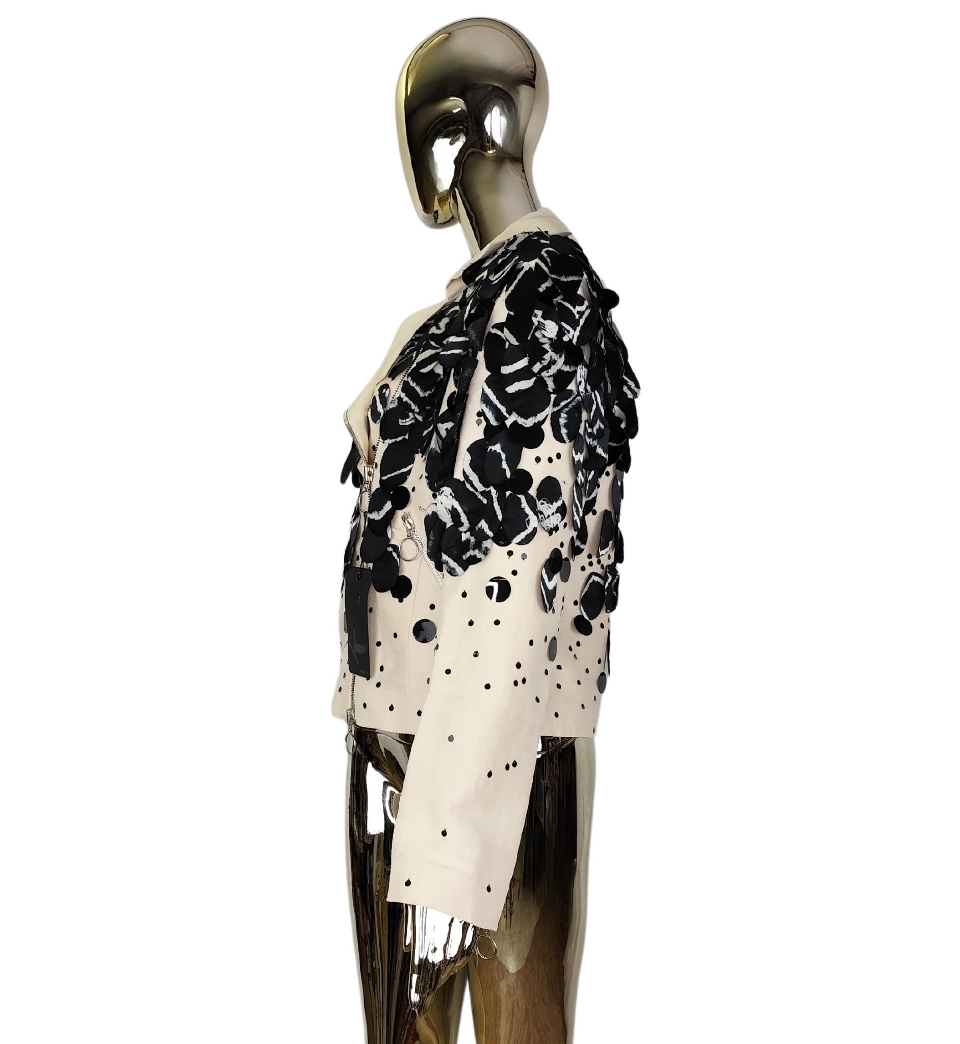 Krizia Top S/S 2013 runway silk embellished biker jacket For Sale 1