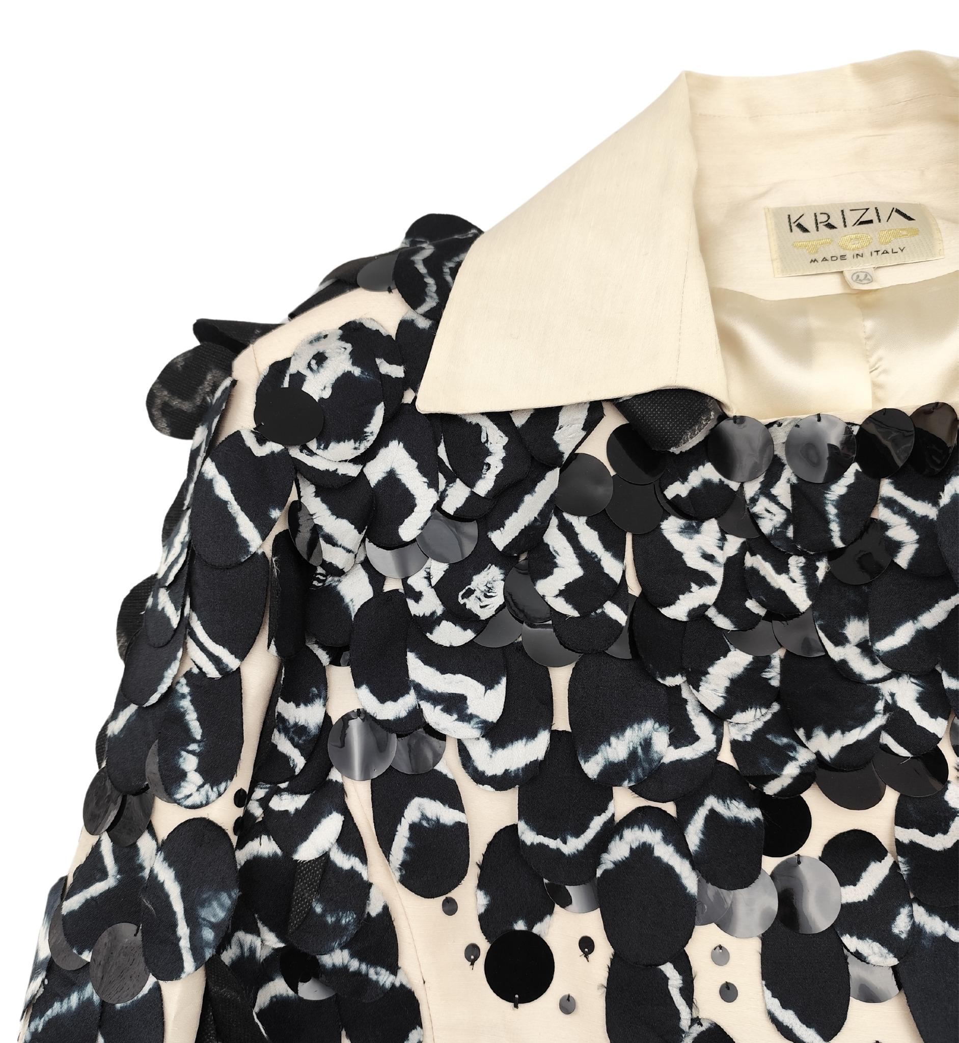 Krizia Top S/S 2013 runway silk embellished biker jacket For Sale 2