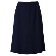 Krizia Vintage 70s blue wool midi pencil skirt