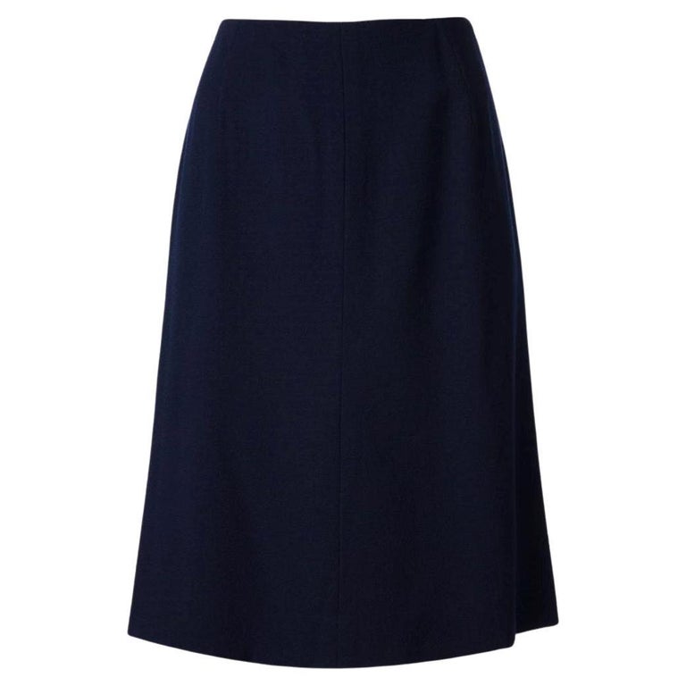 Krizia Vintage 70s blue wool midi pencil skirt For Sale at 1stDibs