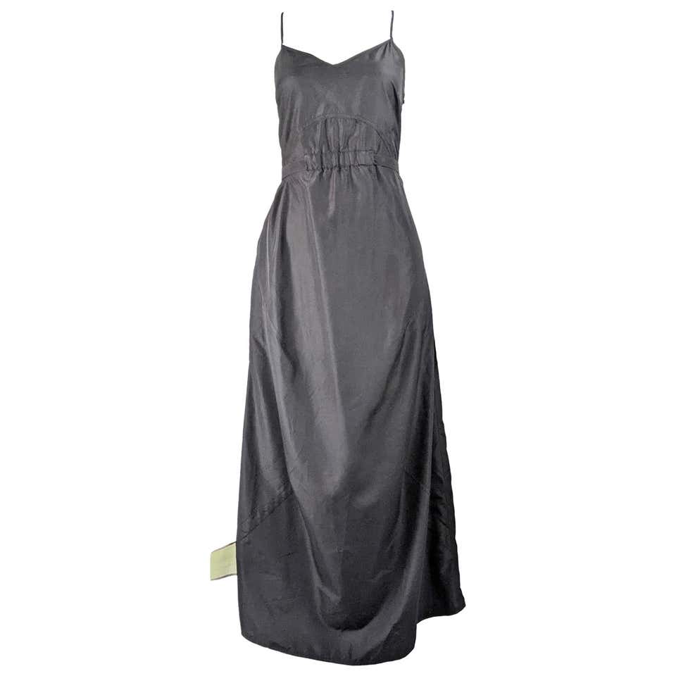 Krizia Vintage Black Taffeta Maxi Dress, 1990s For Sale at 1stDibs
