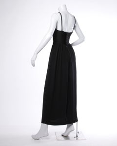 Krizia Vintage Braided Silk Bodice Black Formal Maxi Dress