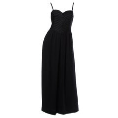 Krizia Vintage Braided Silk Bodice Black Formal Maxi Dress
