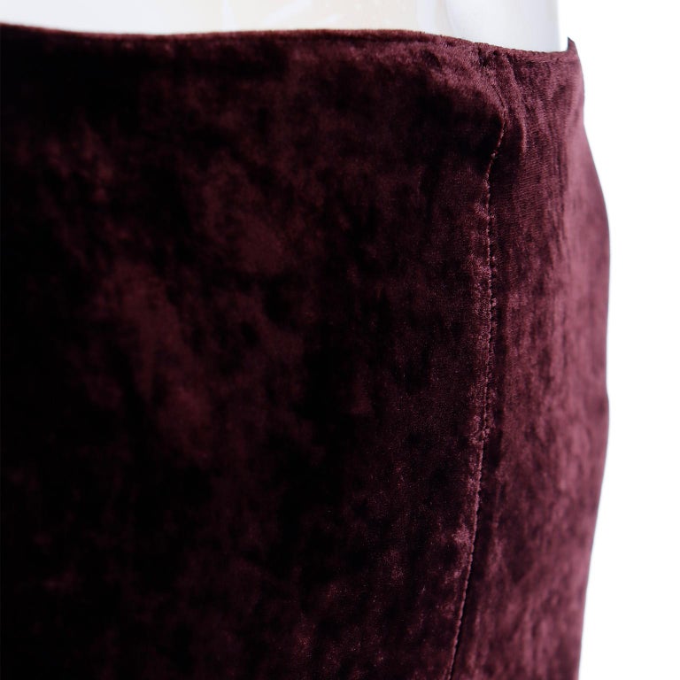 Krizia Vintage Burgundy Red Velvet High Waisted Pants For Sale 2