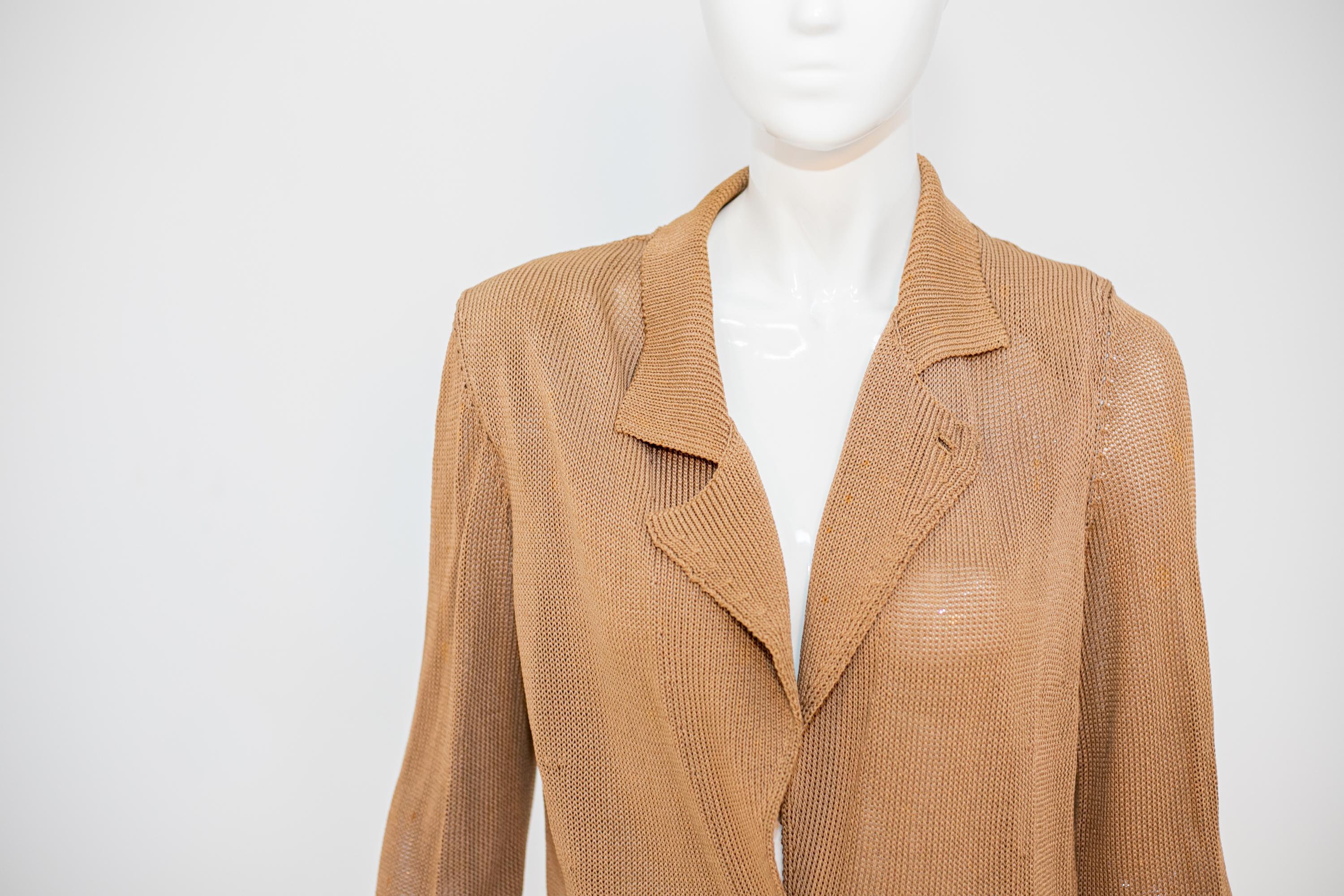 Krizia Vintage Camel Lightweight Cardigan For Sale 1