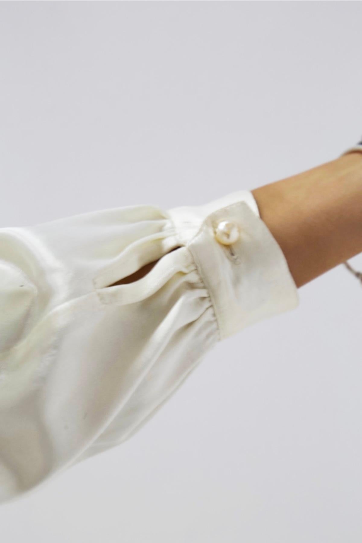 krizia cream silk blouse