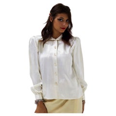 Krizia Vintage Glossy White Viscose Shirt