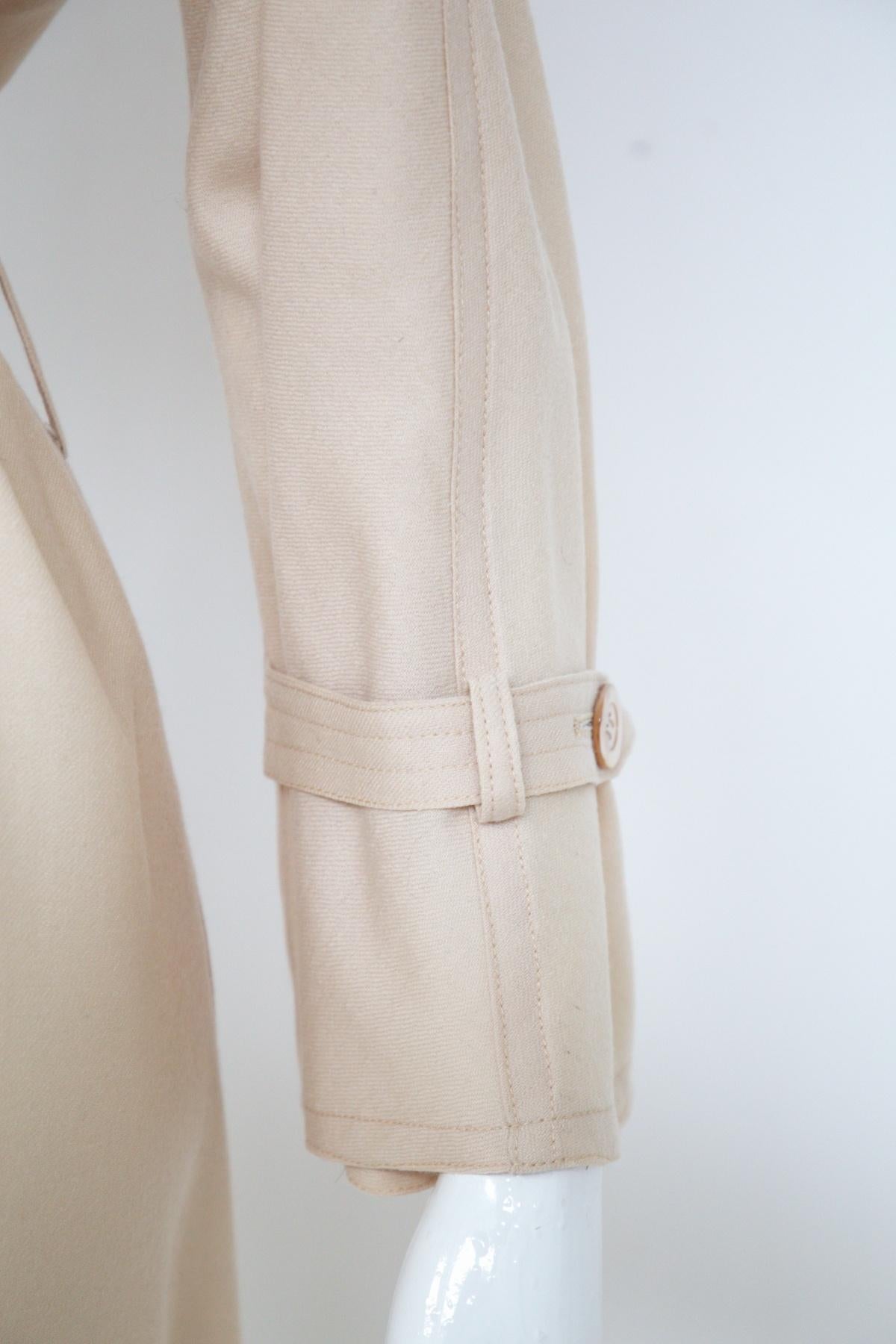 Beige Krizia - Robe longue vintage en coton beige avec ceinture en vente