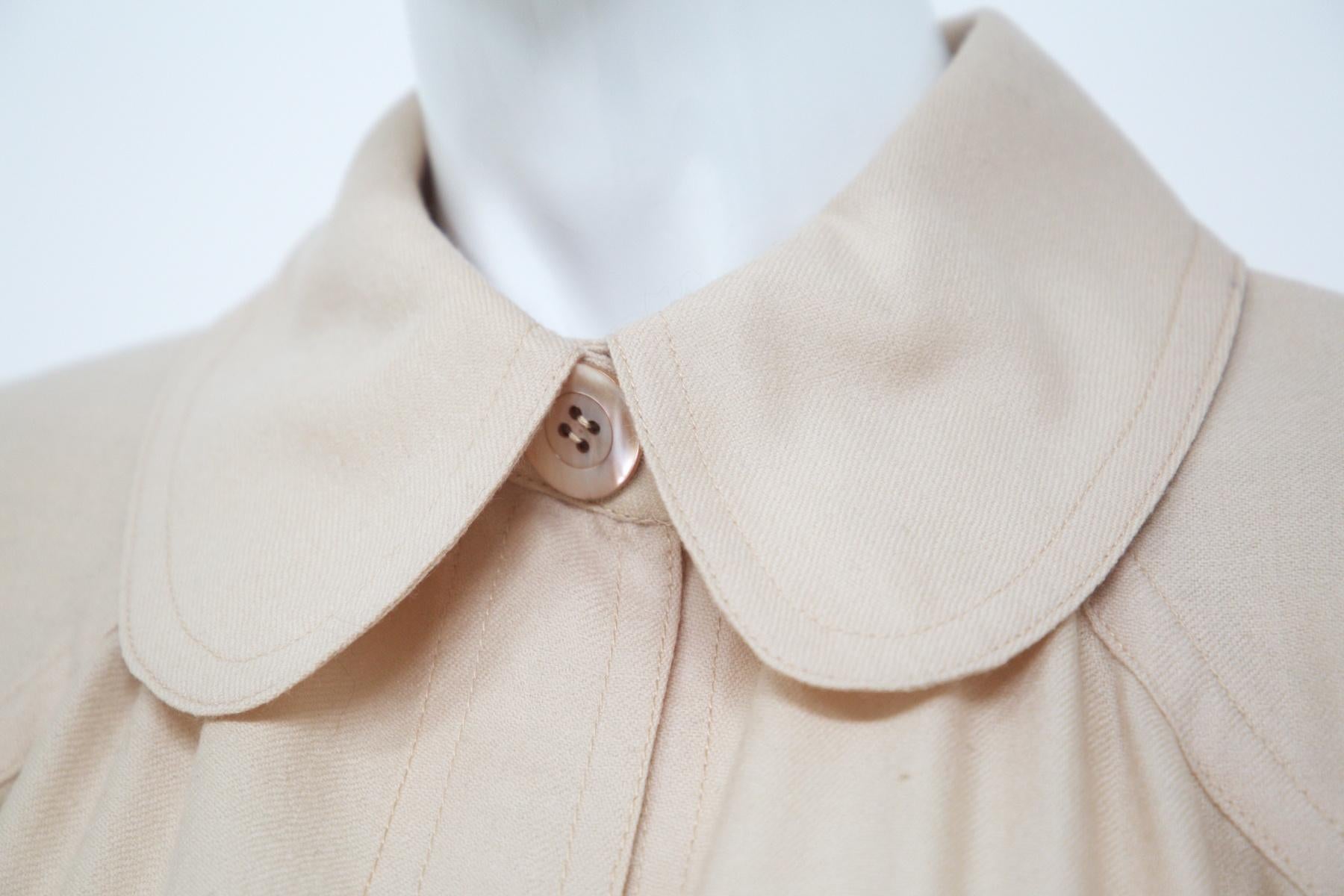 Krizia - Robe longue vintage en coton beige avec ceinture Bon état - En vente à Milano, IT