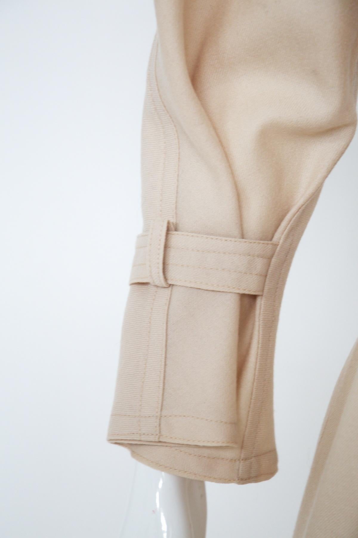 Krizia - Robe longue vintage en coton beige avec ceinture en vente 1