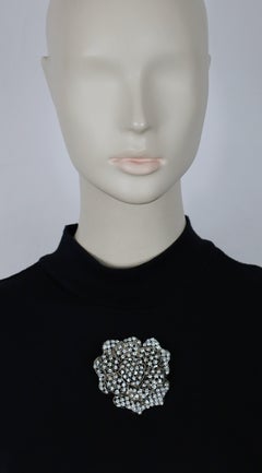 KRIZIA Vintage Massive Jewelled Camellia Brooch