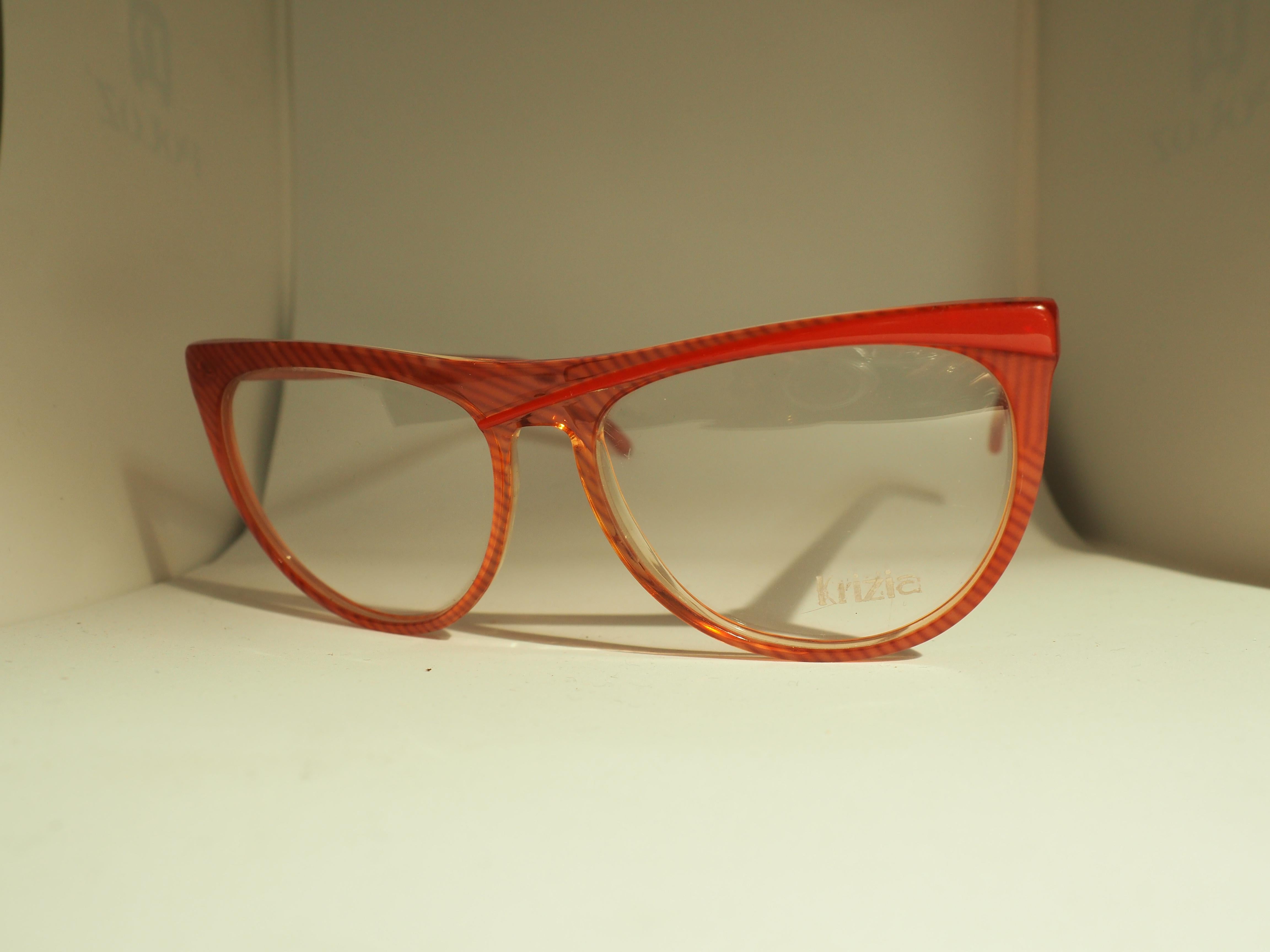 Gray Krizia vintage red frame glasses For Sale