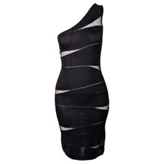 Krizia Vintage Sexy Semi Sheer Slashed Rayon & Silk Knit Bodycon Dress