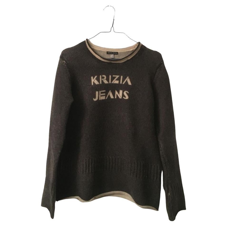 Krizia - T-shirt en maille de laine gris en vente