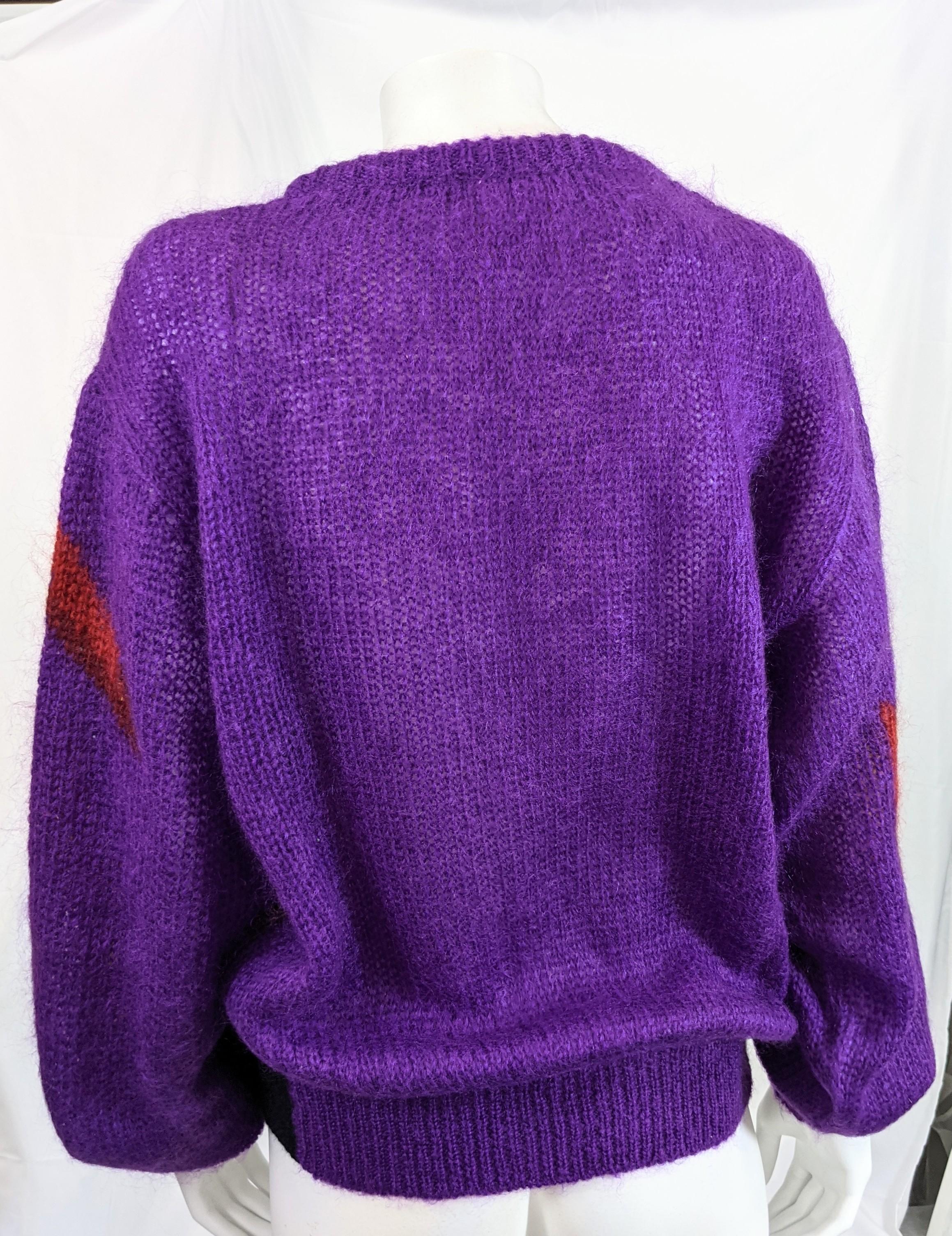 Purple Krizia's Felix Black Cat Pullover Sweater For Sale