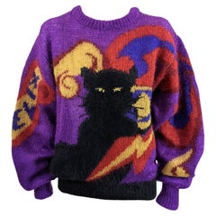 Krizia's Felix Black Cat Pullover Sweater