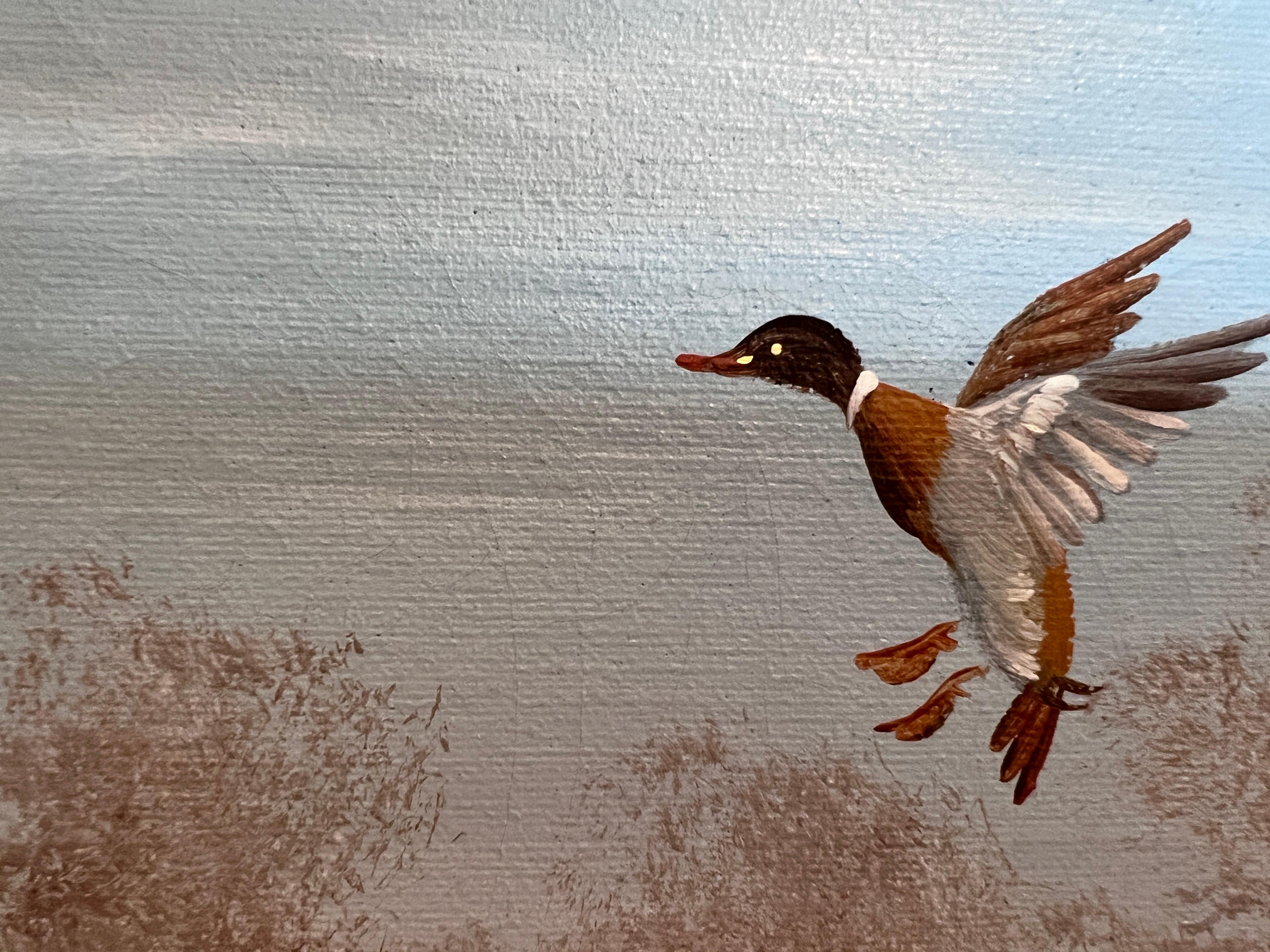 K.Roche Original Signed Oil Painting on Canvas Landscape, Ducks, Framed For Sale 8