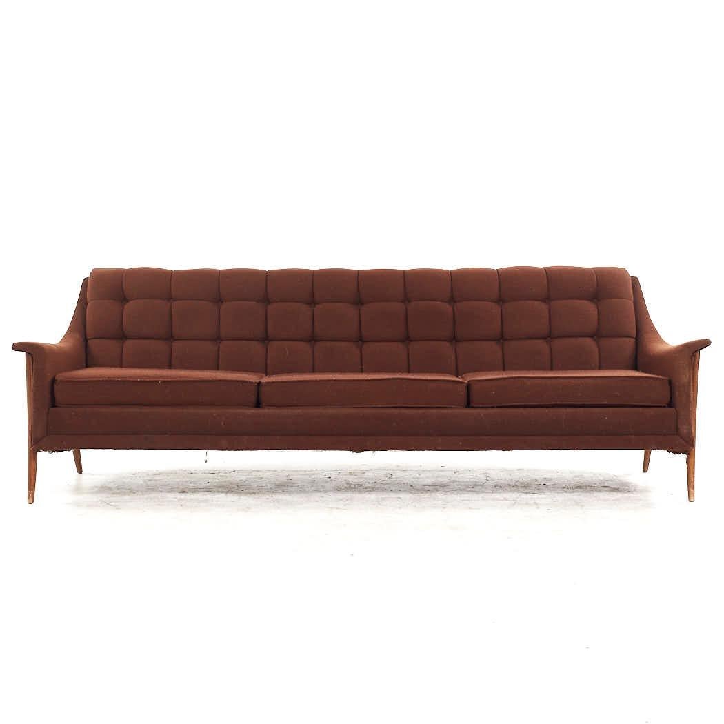 Kroehler Avant Mid Century Walnut Sofa

This sofa measures: 87 wide x 30 deep x 29 inches high, with a seat height of 15.5 and arm height of 20 inches

All pieces of furniture can be had in what we call restored vintage condition. That means the
