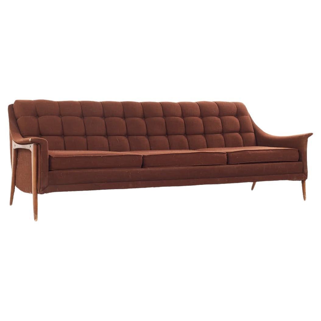Kroehler Avant Mid Century Walnut Sofa For Sale