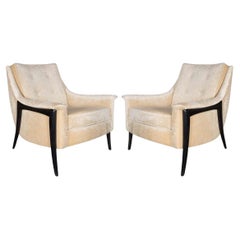 Kroehler Clean Modernist Sculptural Form Chairs, Restored, Pair