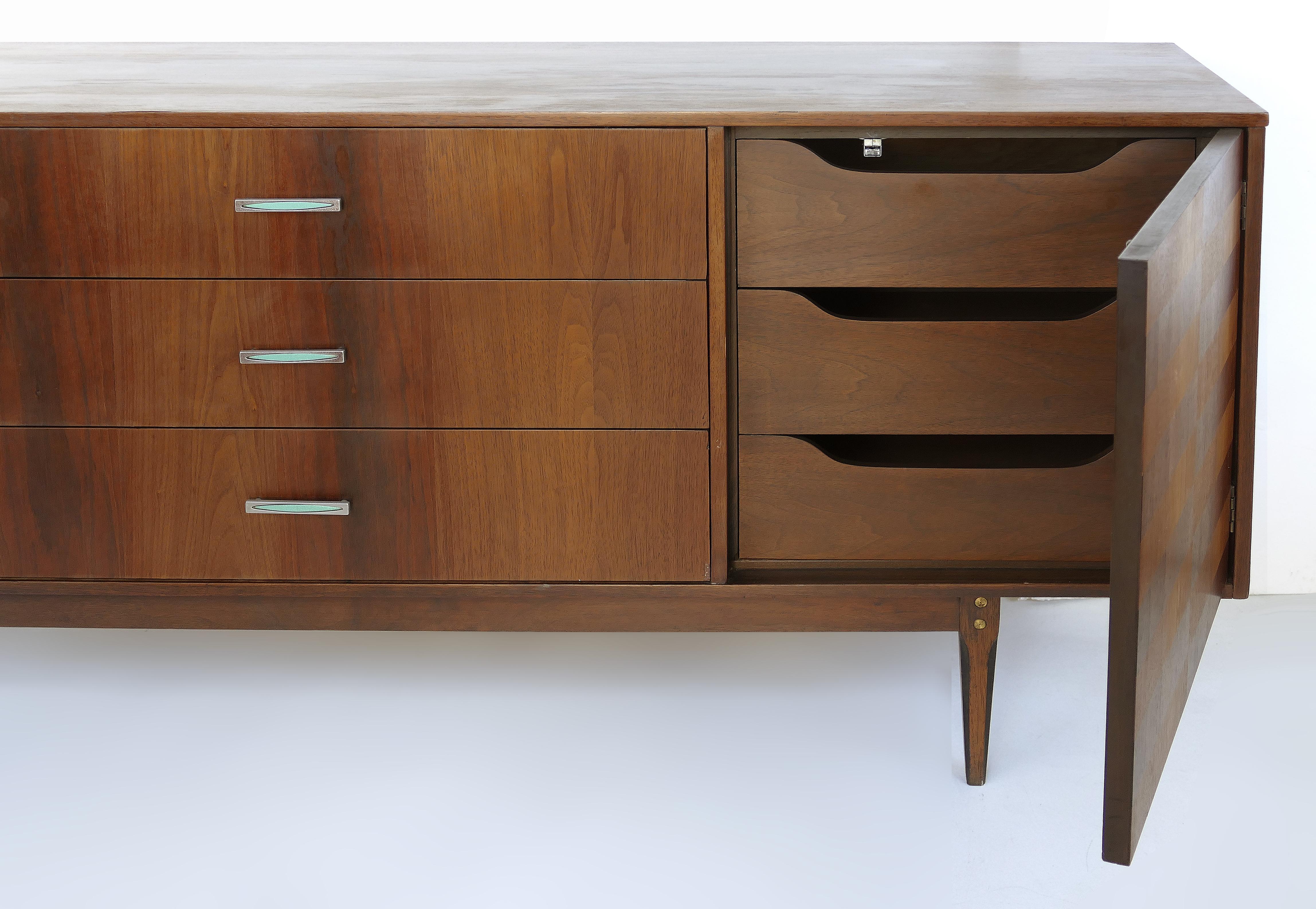 North American Kroehler Custom Crafted Credenza w/ Rosewood Inlays and Enameled Brass Hardware
