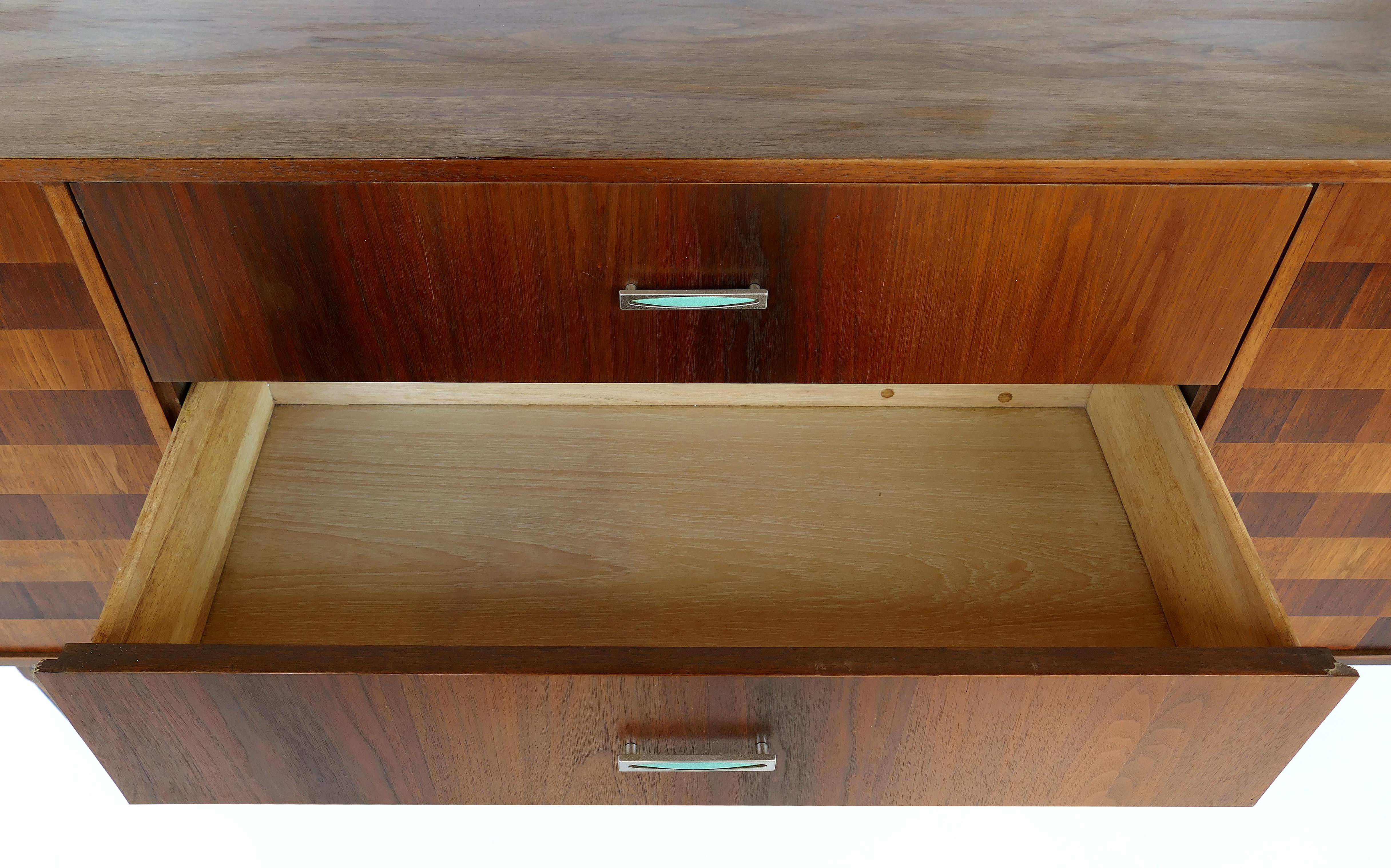 Kroehler Custom Crafted Credenza w/ Rosewood Inlays and Enameled Brass Hardware In Good Condition In Miami, FL