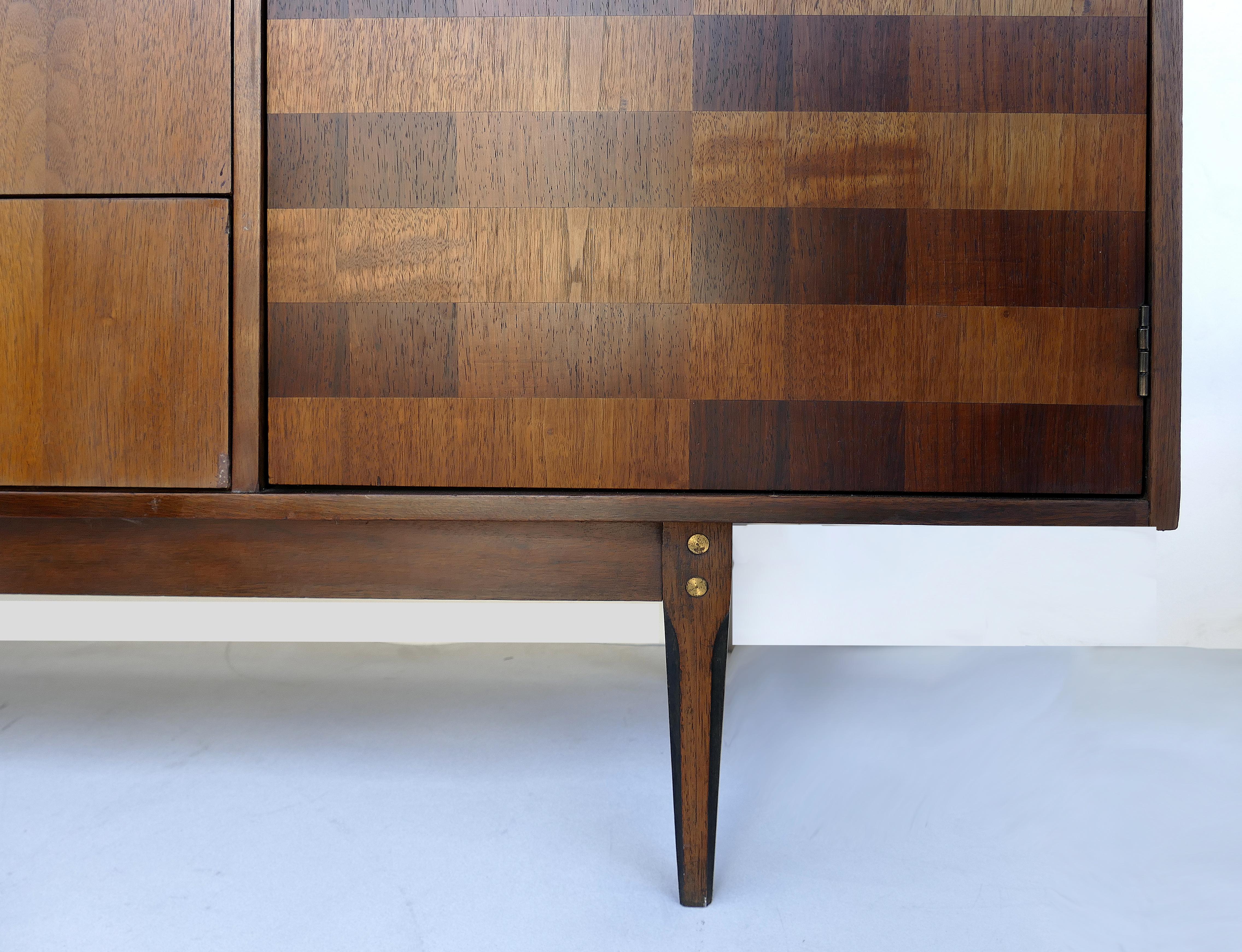 20th Century Kroehler Custom Crafted Credenza w/ Rosewood Inlays and Enameled Brass Hardware